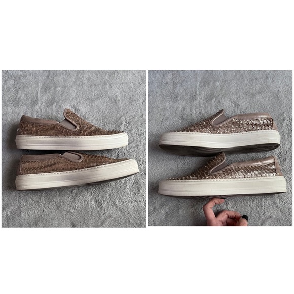 AGL Attilio Giusti Leombruni Textured Fringe Leather Slip-On Sneakers Platinum - Picture 5 of 13